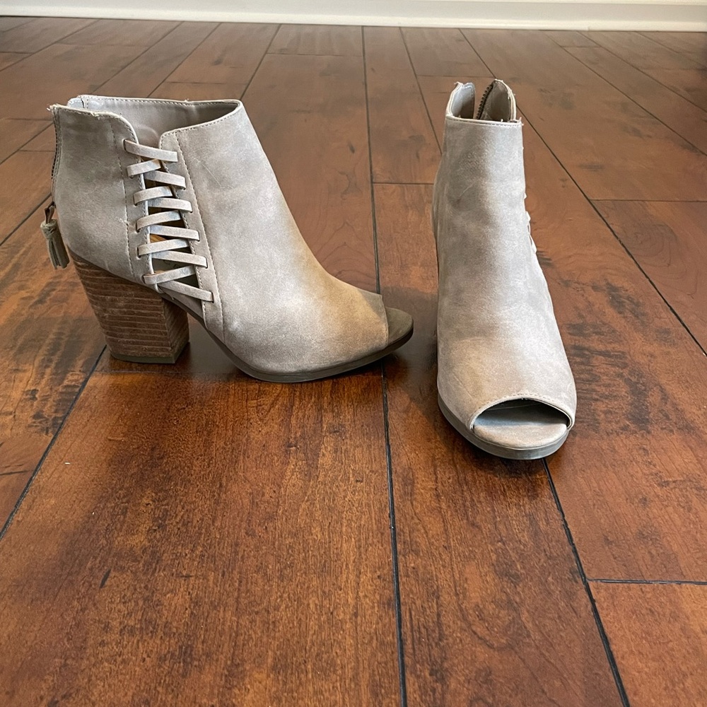 Tan Peep Toe Booties